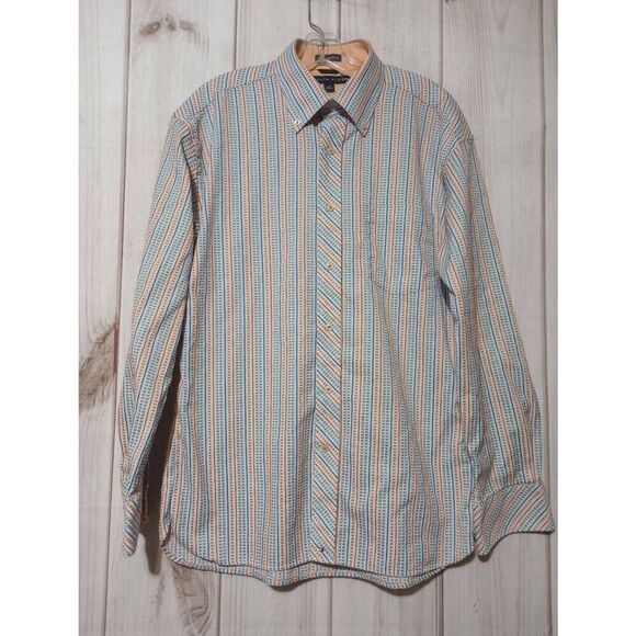 Tommy Hilfiger Shirt Men's Large Orange Button Front Long Sleeve 80s 2 ply‎ - Picture 1 of 9